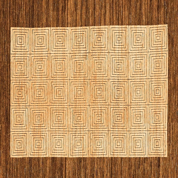 Ahgly Company Machine Washable Indoor Square Oriental Orange Modern Area Rugs, 6' Square