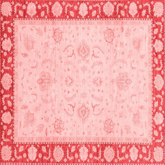 Ahgly Company Machine Washable Indoor Square Oriental Red Modern Area Rugs, 7' Square