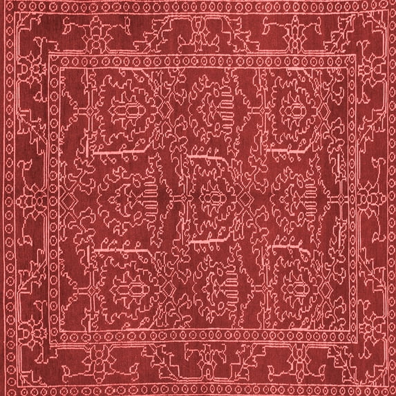 Ahgly Company Machine Washable Indoor Square Oriental Red Modern Area Rugs, 8' Square