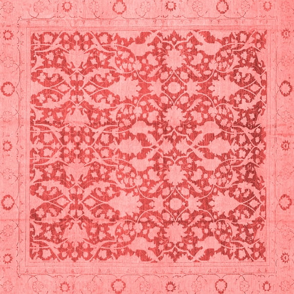 Ahgly Company Machine Washable Indoor Square Oriental Red Traditional Area Rugs, 3' Square