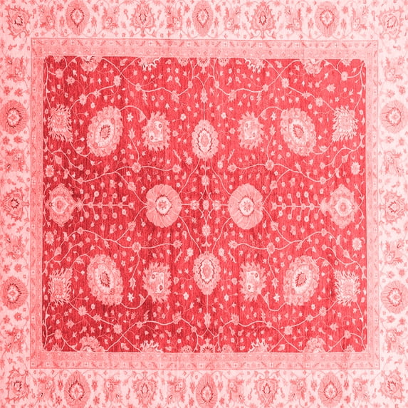 Ahgly Company Machine Washable Indoor Square Oriental Red Traditional Area Rugs, 3' Square
