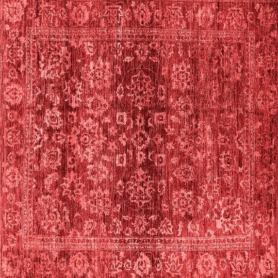 Ahgly Company Machine Washable Indoor Square Oriental Red Traditional Area Rugs, 4' Square