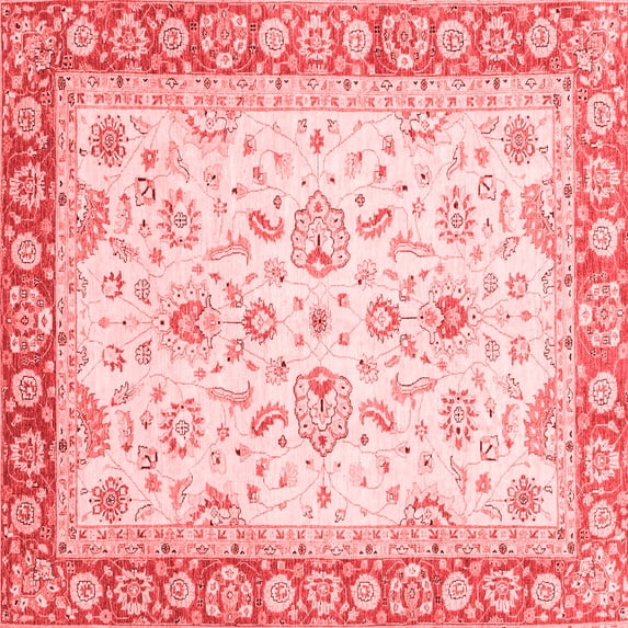 Ahgly Company Machine Washable Indoor Square Oriental Red Traditional Area Rugs, 7' Square