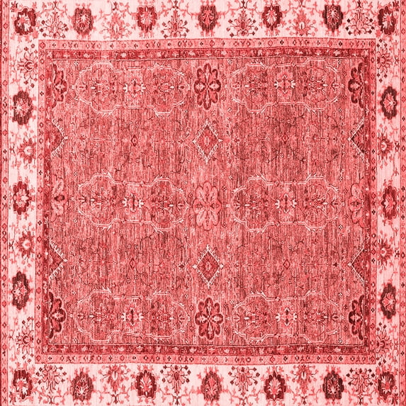 Ahgly Company Machine Washable Indoor Square Oriental Red Traditional Area Rugs, 7' Square