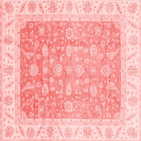 Ahgly Company Machine Washable Indoor Square Oriental Red Traditional Area Rugs, 8' Square