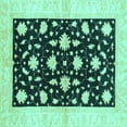 thumbnail image 1 of Ahgly Company Machine Washable Indoor Square Oriental Turquoise Blue Modern Area Rugs, 8' Square, 1 of 4