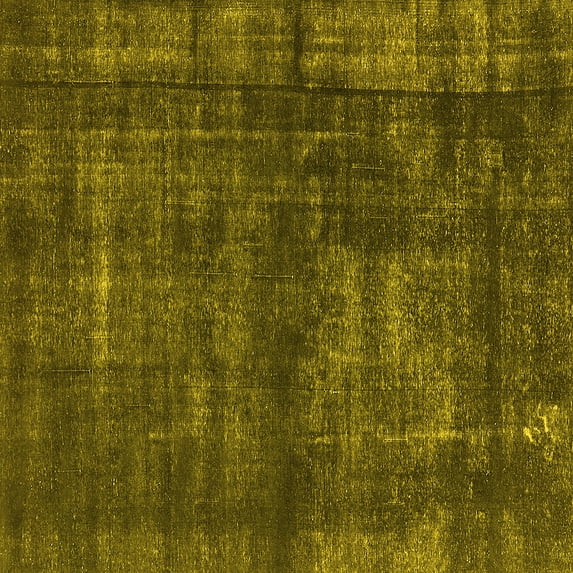 Ahgly Company Machine Washable Indoor Square Oriental Yellow Industrial Area Rugs, 7' Square