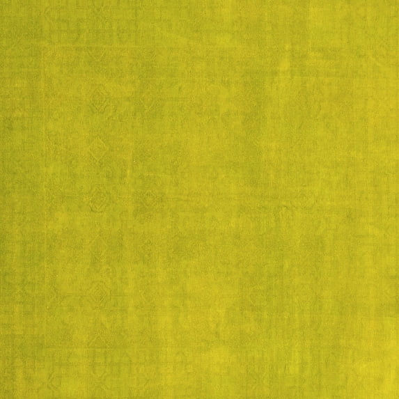Ahgly Company Machine Washable Indoor Square Oriental Yellow Modern Area Rugs, 6' Square