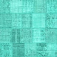 thumbnail image 1 of Ahgly Company Machine Washable Indoor Square Patchwork Turquoise Blue Transitional Area Rugs, 7' Square, 1 of 4