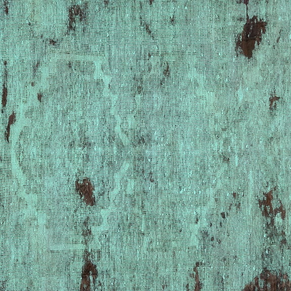 Ahgly Company Machine Washable Indoor Square Patchwork Turquoise Blue Transitional Area Rugs, 8' Square