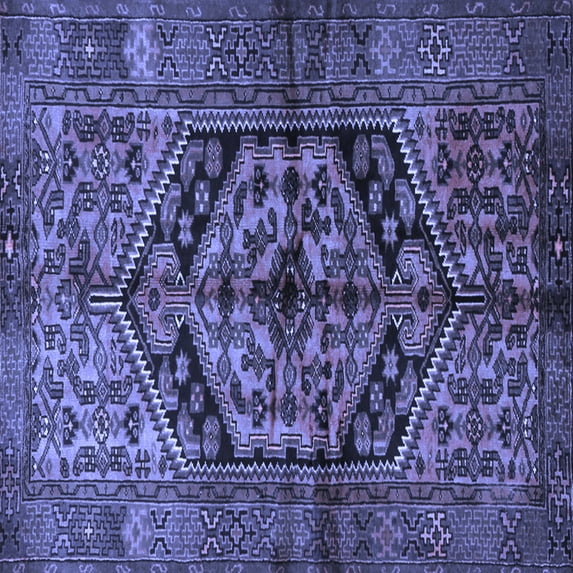 Ahgly Company Machine Washable Indoor Square Persian Blue Traditional Area Rugs, 4' Square