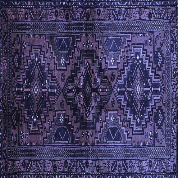 Ahgly Company Machine Washable Indoor Square Persian Blue Traditional Area Rugs, 4' Square