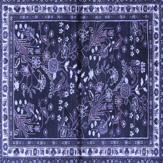 Ahgly Company Machine Washable Indoor Square Persian Blue Traditional Area Rugs, 4' Square