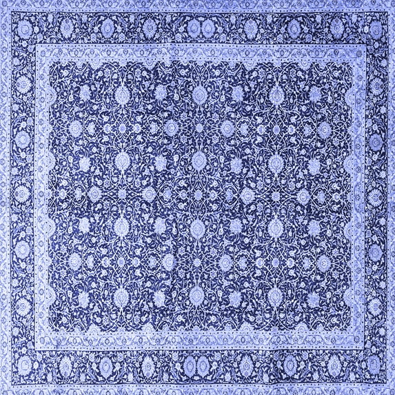 Ahgly Company Machine Washable Indoor Square Persian Blue Traditional Area Rugs, 4' Square
