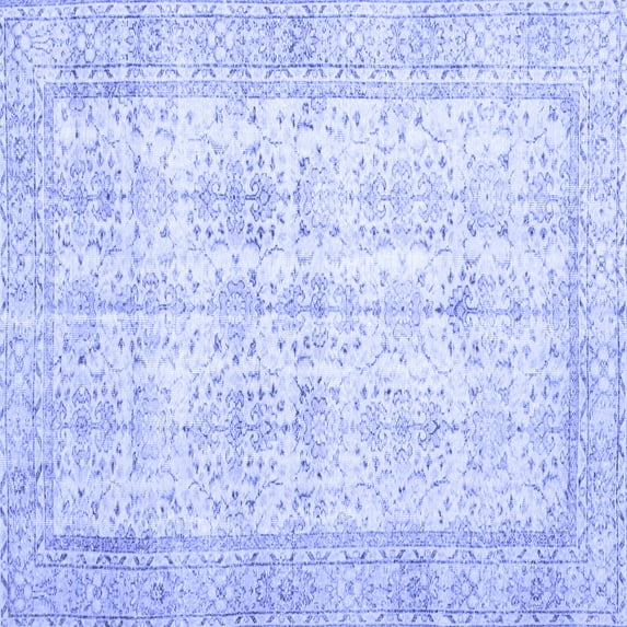 Ahgly Company Machine Washable Indoor Square Persian Blue Traditional Area Rugs, 4' Square