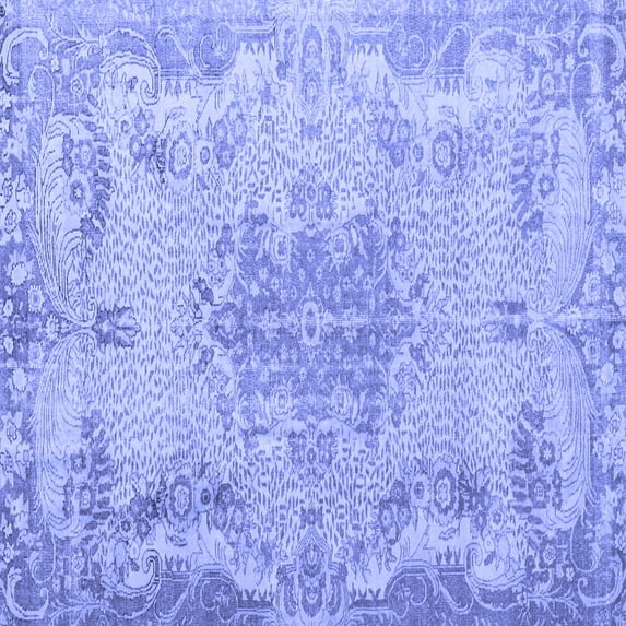 Ahgly Company Machine Washable Indoor Square Persian Blue Traditional Area Rugs, 4' Square