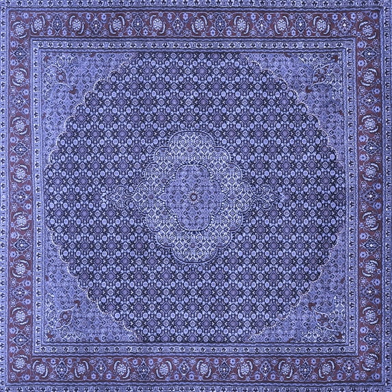 Ahgly Company Machine Washable Indoor Square Persian Blue Traditional Area Rugs, 5' Square