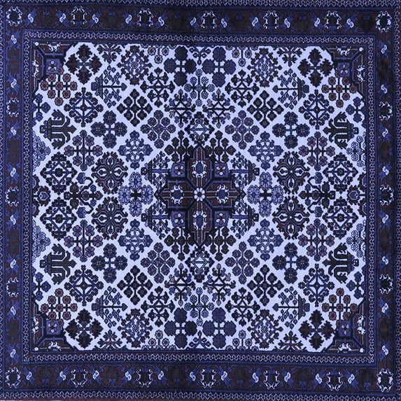 Ahgly Company Machine Washable Indoor Square Persian Blue Traditional Area Rugs, 5' Square