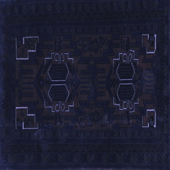 Ahgly Company Machine Washable Indoor Square Persian Blue Traditional Area Rugs, 5' Square