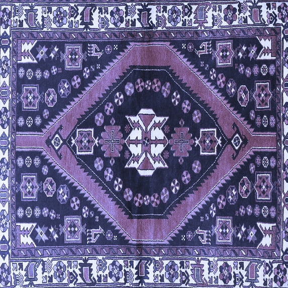 Ahgly Company Machine Washable Indoor Square Persian Blue Traditional Area Rugs, 5' Square