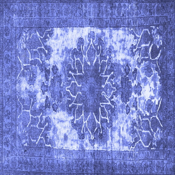 Ahgly Company Machine Washable Indoor Square Persian Blue Traditional Area Rugs, 6' Square