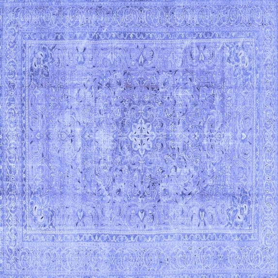 Ahgly Company Machine Washable Indoor Square Persian Blue Traditional Area Rugs, 6' Square