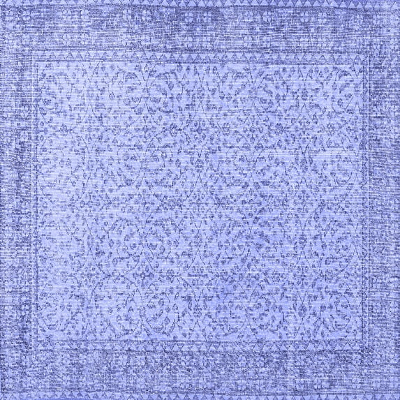 Ahgly Company Machine Washable Indoor Square Persian Blue Traditional Area Rugs, 7' Square