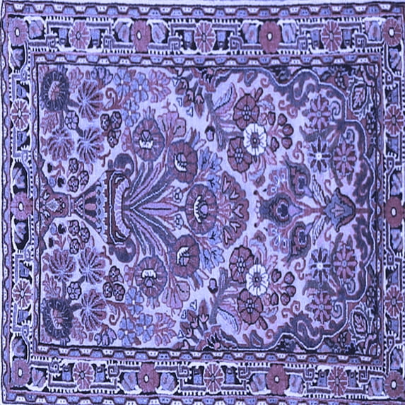 Ahgly Company Machine Washable Indoor Square Persian Blue Traditional Area Rugs, 7' Square