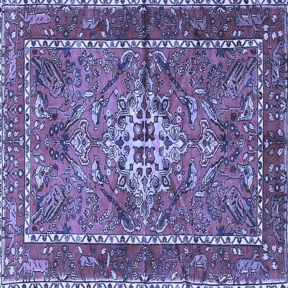 Ahgly Company Machine Washable Indoor Square Persian Blue Traditional Area Rugs, 7' Square