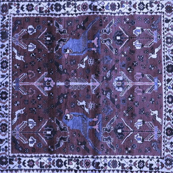 Ahgly Company Machine Washable Indoor Square Persian Blue Traditional Area Rugs, 7' Square