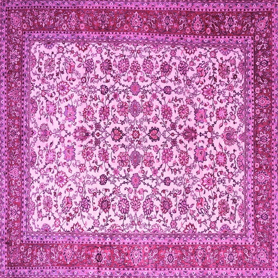 Ahgly Company Machine Washable Indoor Square Persian Pink Traditional Area Rugs, 7' Square