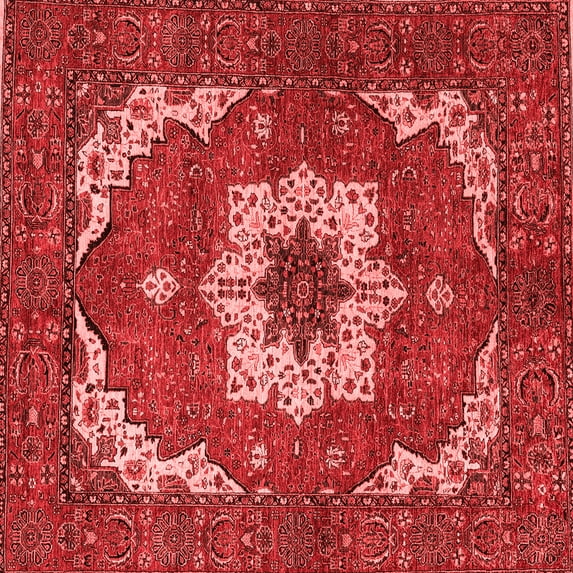 Ahgly Company Machine Washable Indoor Square Persian Red Traditional Area Rugs, 3' Square
