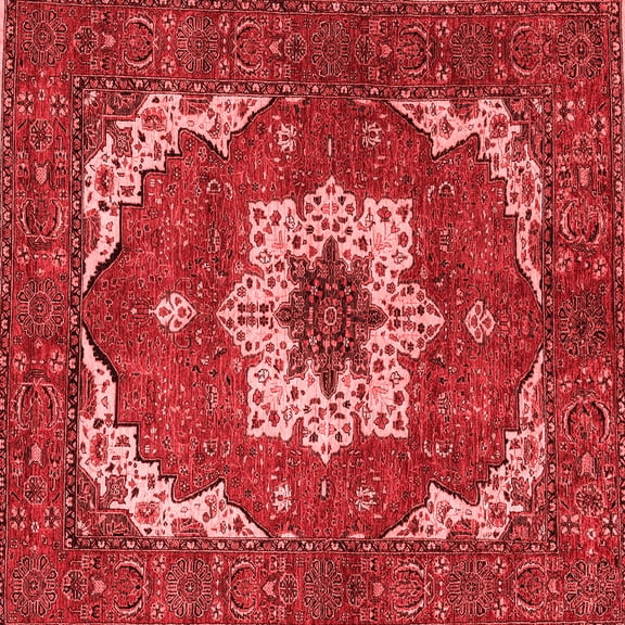 Ahgly Company Machine Washable Indoor Square Persian Red Traditional Area Rugs, 7' Square