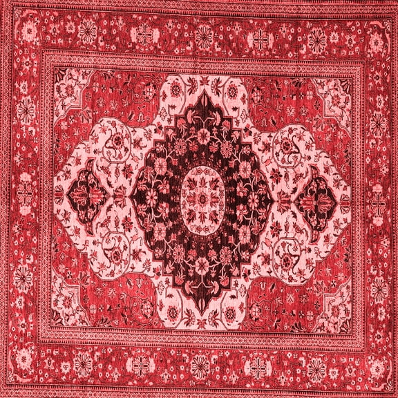 Ahgly Company Machine Washable Indoor Square Persian Red Traditional Area Rugs, 8' Square