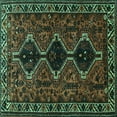 thumbnail image 1 of Ahgly Company Machine Washable Indoor Square Persian Turquoise Blue Traditional Area Rugs, 3' Square, 1 of 4