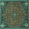 thumbnail image 1 of Ahgly Company Machine Washable Indoor Square Persian Turquoise Blue Traditional Area Rugs, 3' Square, 1 of 4