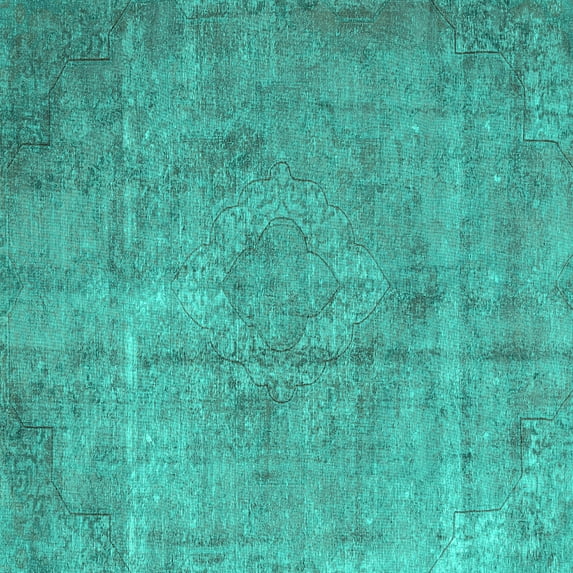 Ahgly Company Machine Washable Indoor Square Persian Turquoise Blue Traditional Area Rugs, 3' Square