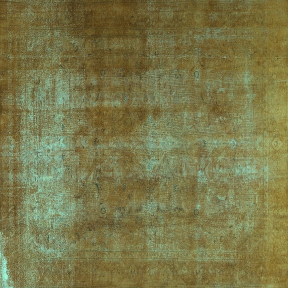 Ahgly Company Machine Washable Indoor Square Persian Turquoise Blue Traditional Area Rugs, 4' Square