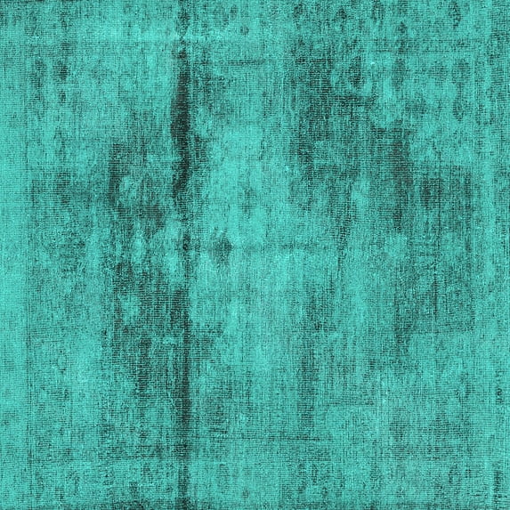 Ahgly Company Machine Washable Indoor Square Persian Turquoise Blue Traditional Area Rugs, 4' Square