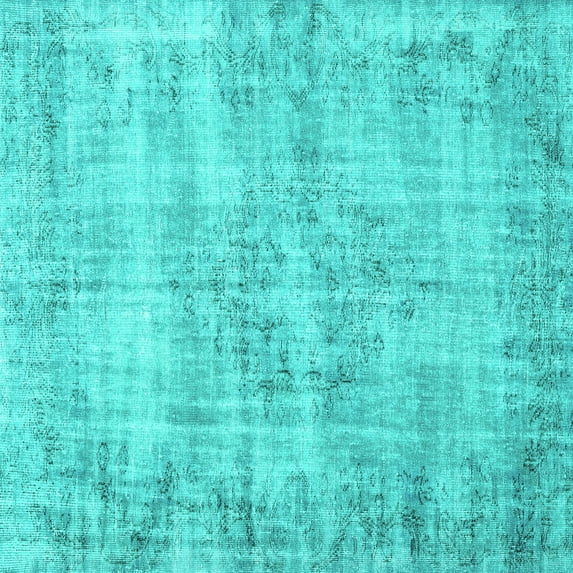 Ahgly Company Machine Washable Indoor Square Persian Turquoise Blue Traditional Area Rugs, 4' Square