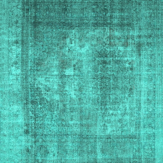 Ahgly Company Machine Washable Indoor Square Persian Turquoise Blue Traditional Area Rugs, 4' Square