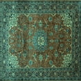 thumbnail image 1 of Ahgly Company Machine Washable Indoor Square Persian Turquoise Blue Traditional Area Rugs, 4' Square, 1 of 4