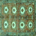 thumbnail image 1 of Ahgly Company Machine Washable Indoor Square Persian Turquoise Blue Traditional Area Rugs, 4' Square, 1 of 4