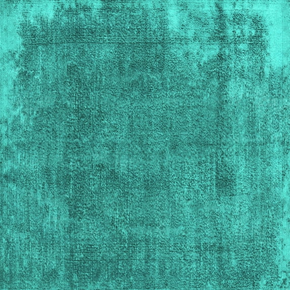 Ahgly Company Machine Washable Indoor Square Persian Turquoise Blue Traditional Area Rugs, 4' Square