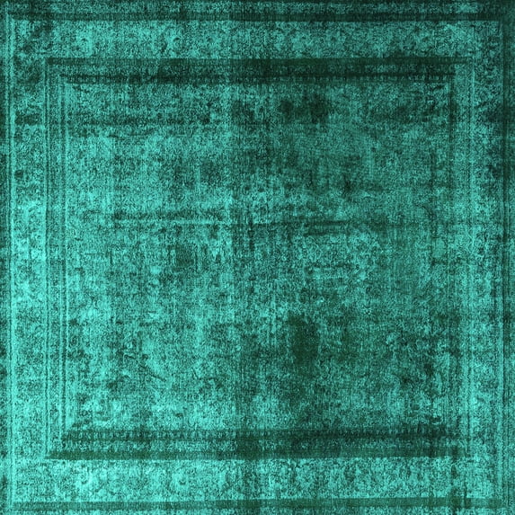 Ahgly Company Machine Washable Indoor Square Persian Turquoise Blue Traditional Area Rugs, 4' Square