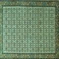 thumbnail image 1 of Ahgly Company Machine Washable Indoor Square Persian Turquoise Blue Traditional Area Rugs, 5' Square, 1 of 4