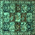 thumbnail image 1 of Ahgly Company Machine Washable Indoor Square Persian Turquoise Blue Traditional Area Rugs, 5' Square, 1 of 4