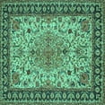 thumbnail image 1 of Ahgly Company Machine Washable Indoor Square Persian Turquoise Blue Traditional Area Rugs, 5' Square, 1 of 4
