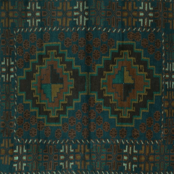 Ahgly Company Machine Washable Indoor Square Persian Turquoise Blue Traditional Area Rugs, 5' Square
