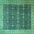 thumbnail image 1 of Ahgly Company Machine Washable Indoor Square Persian Turquoise Blue Traditional Area Rugs, 7' Square, 1 of 4